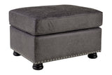 Porter Designs Elk River Leather-Look & Nail Head Transitional Ottoman Gray 01-33C-05-9702A