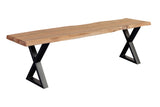 Porter Designs Manzanita Live Edge Solid Acacia Wood Natural Dining Bench Natural 07-196-13-BN58NX-KIT