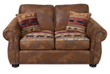 Porter Designs Hunter Wildlife Pattern Reversible to Leather-Look Transitional Loveseat Brown 01-33C-02-8020