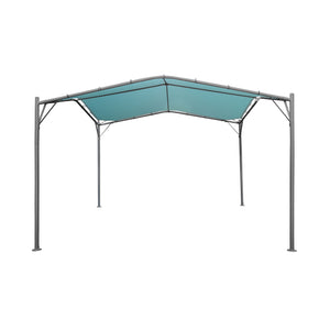 Poppy Outdoor 11.5' x 11.5' Modern Gazebo Canopy, Teal and Silver Noble House
