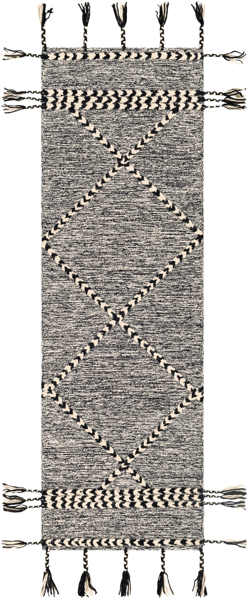 Zanafi Tassels ZTS-2307 Global Wool Rug ZTS2307-81012 Black, Cream 100% Wool 8'10" x 12'