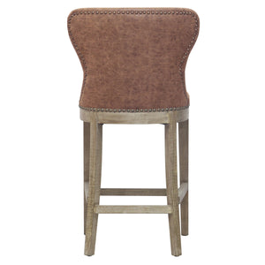 Dorsey Faux Leather Counter Stool - Stylish Kitchen Seating with Driftwood Legs, Fully Assembled