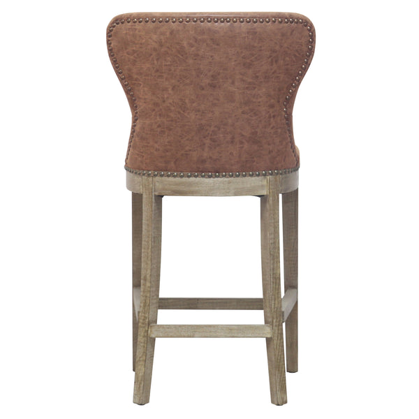 Dorsey Faux Leather Counter Stool - Stylish Kitchen Seating with Driftwood Legs, Fully Assembled