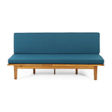 Jill Outdoor Acacia Wood Convertible Daybed with Cushion, Teak and Dark Teal Noble House