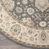 Nourison Living Treasures LI16 Persian Machine Made Loom-woven Indoor only Area Rug Grey/Ivory 5'10" x ROUND 99446738530