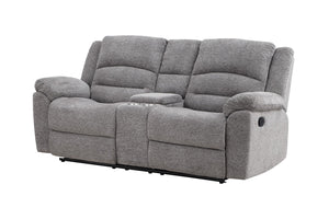 Porter Designs Ronan Soft Gray Chenille seat Transitional Reclining Love Gray 03-201C-02-8078