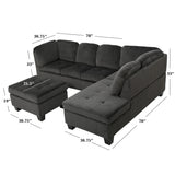 Canterbury Charcoal Fabric Sectional Set