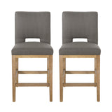 Noble House Coloma Contemporary Fabric Upholstered 27 Inch Counter Stools (Set of 2), Deep Gray and Weathered Natural