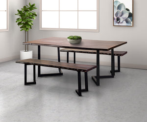 Porter Designs Manzanita Live Edge Solid Acacia Wood Natural Dining Table Gray 07-196-01-7030V-KIT