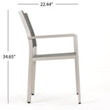 Cape Coral Outdoor Grey Wicker Dining Chairs with Aluminum Frame Noble House