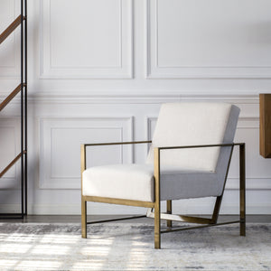 Francis Elegant Fabric Arm Chair with Brushed Gold Frame - Modern Minimalist Design for Any Space