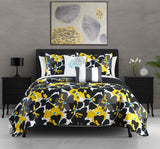 Aster Black King 5pc Quilt Set