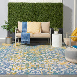 Nourison Aloha ALH21 Outdoor Machine Made Power-loomed Indoor/outdoor Area Rug Ivory Blue 9'6" x 13' 99446828200