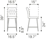English Elm EE2957 100% Polyester, Plywood, Steel Modern Commercial Grade Counter Chair Set - Set of 2 Graphite, Chrome 100% Polyester, Plywood, Steel