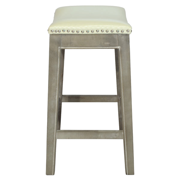 Elmo Bonded Leather Counter Stool Beige, Mystique Gray Legs 198625B-2050KD New Pacific Direct