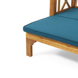 Varney Outdoor Extendable Acacia Wood Daybed Sofa, Teak and Dark Teal Noble House