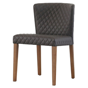 Albie Diamond Stitching Leatherette Chair - Set of 2 Danburry Gray